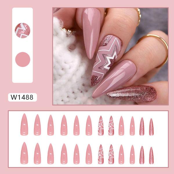 12 Sizes-24 Pcs Press On Nails W1488