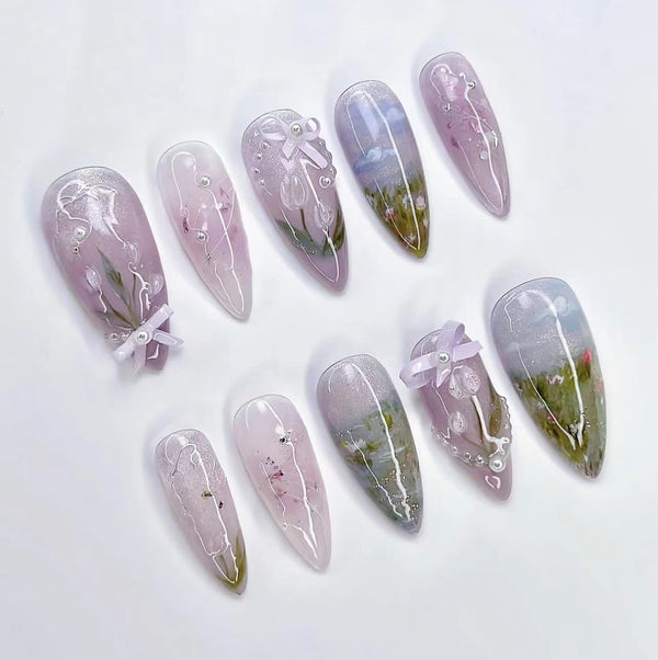 12 Sizes-24 Pcs Press On Nails JP3398