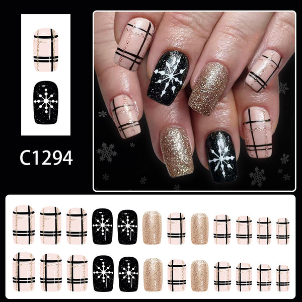 12 Sizes-24 Pcs Press On Nails C1294