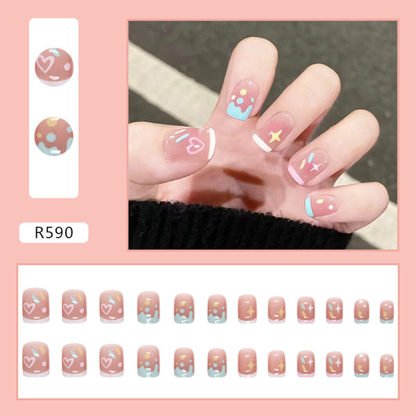 12 Sizes-24 Pcs Press On Nails R590