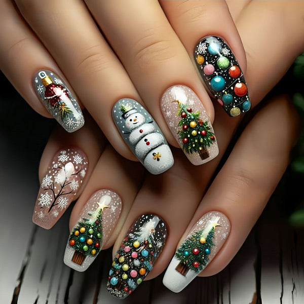 12 Sizes-24 Pcs Press On Nails Y1296