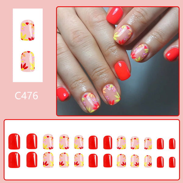 12 Sizes-24 Pcs Press On Nails C476