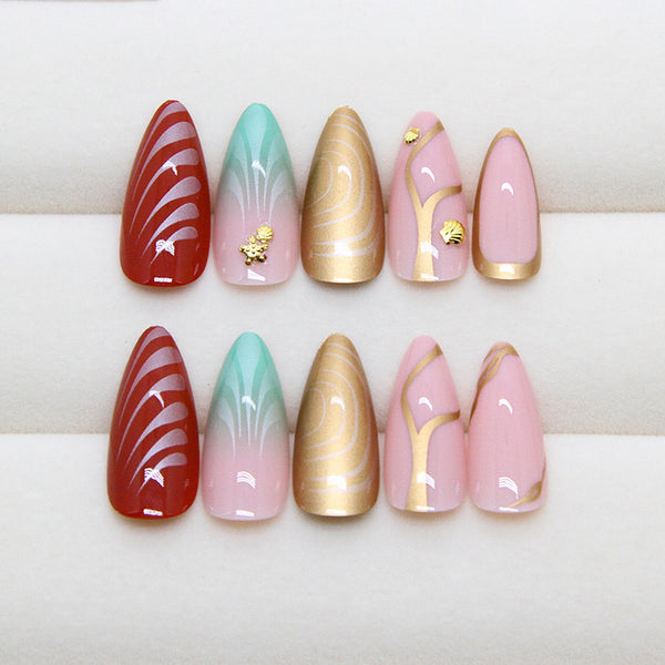 12 Sizes-24 Pcs Press On Nails Z1004