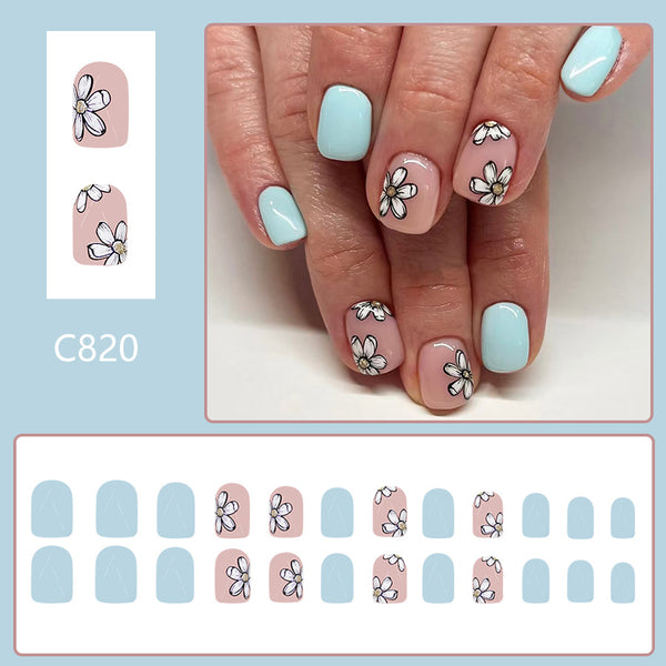 12 Sizes-24 Pcs Press On Nails C820