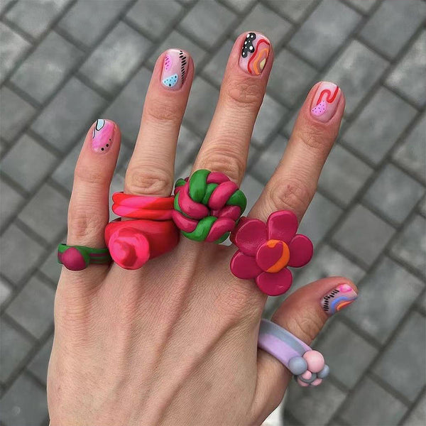 12 Sizes-24 Pcs Press On Nails C404