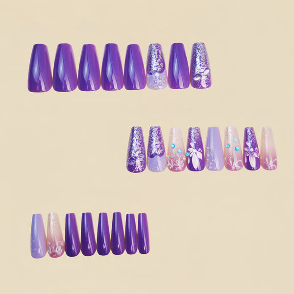 12 Sizes-24 Pcs Press On Nails Y1448
