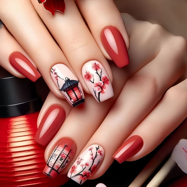 12 Sizes-24 Pcs Press On Nails Y1417