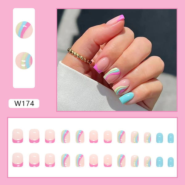 12 Sizes-24 Pcs Press On Nails W174