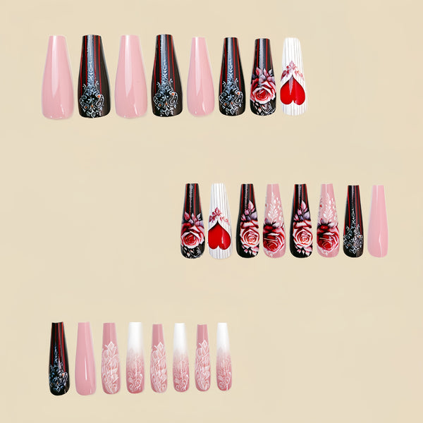 12 Sizes-24 Pcs Press On Nails Y444