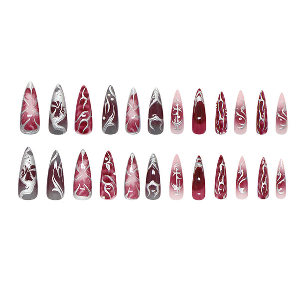 12 Sizes-24 Pcs Press On Nails Z1194