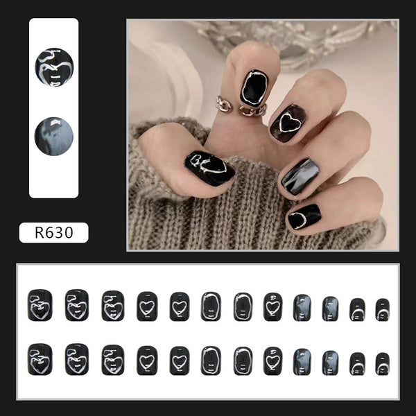 12 Sizes-24 Pcs Press On Nails R601
