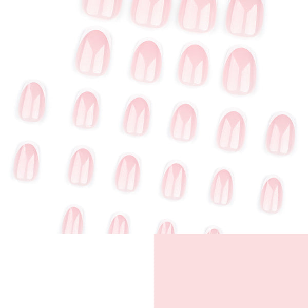 French Medium Oval Pink Press on Nails