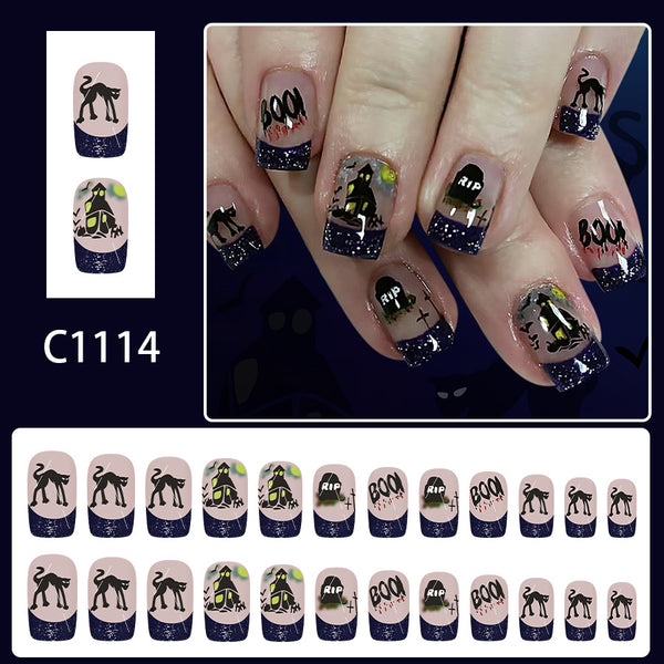 12 Sizes-24 Pcs Press On Nails C1114