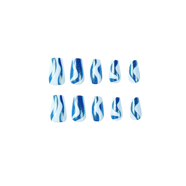 Almond Blue Press on Nails