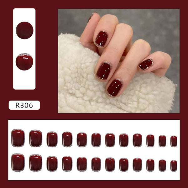 12 Sizes-24 Pcs Press On Nails R306