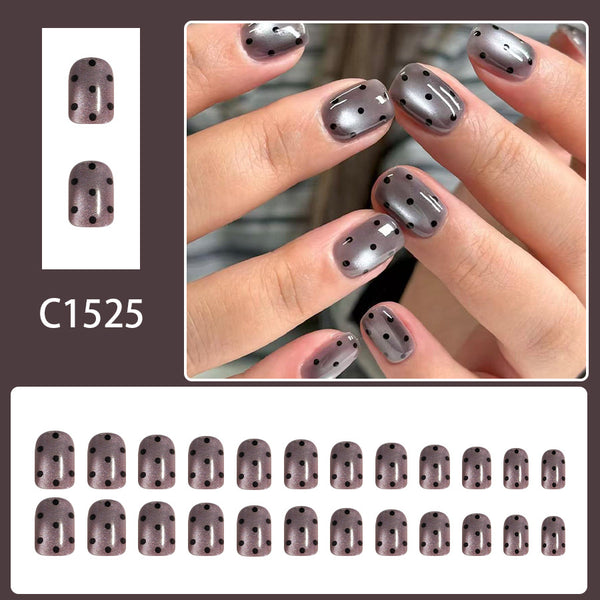 12 Sizes-24 Pcs Press On Nails C1525