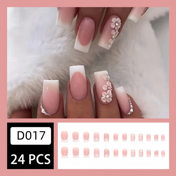 12 Sizes-24 Pcs Press On Nails D017