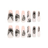 Butterfly French Long Matte Pink Square Press on Nails