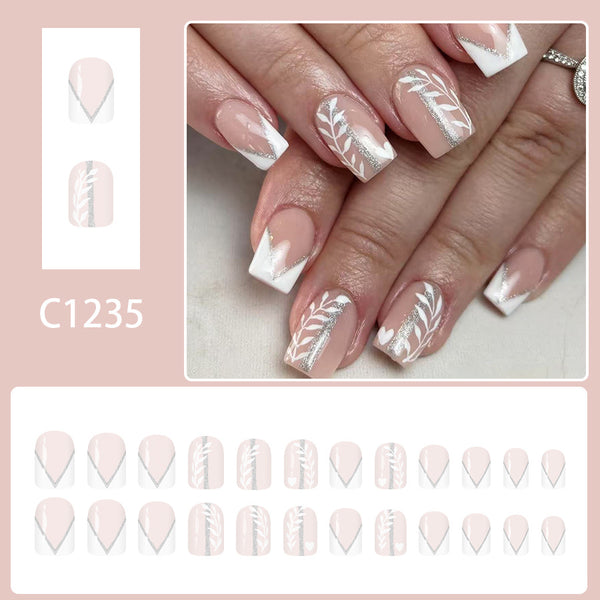 12 Sizes-24 Pcs Press On Nails C1235