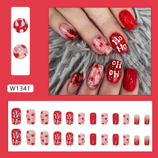 12 Sizes-24 Pcs Press On Nails W1341