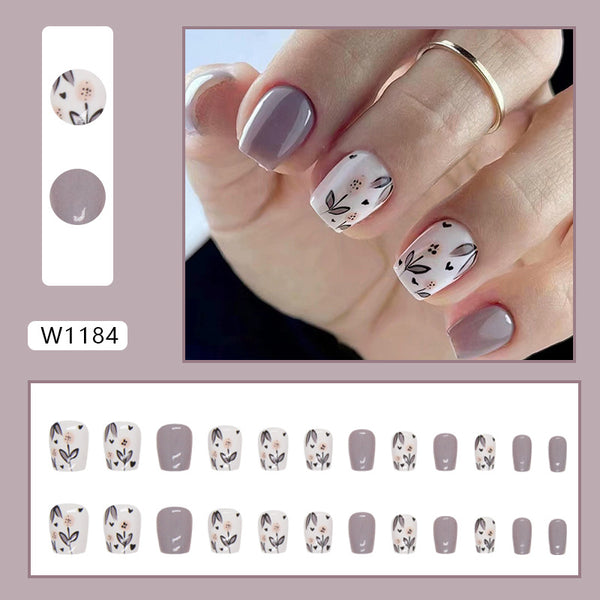 12 Sizes-24 Pcs Press On Nails W1184