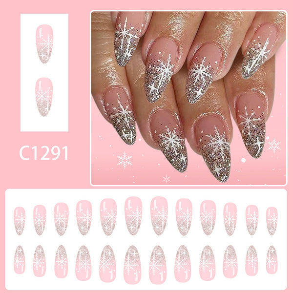 12 Sizes-24 Pcs Press On Nails C1291