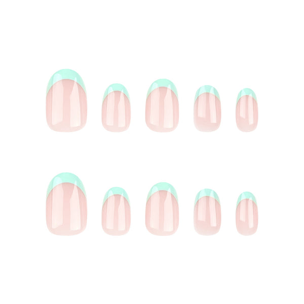 Almond French Glossy Oval Short Press on Nails