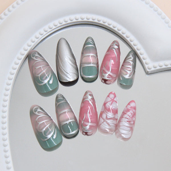 12 Sizes-24 Pcs Press On Nails W2084
