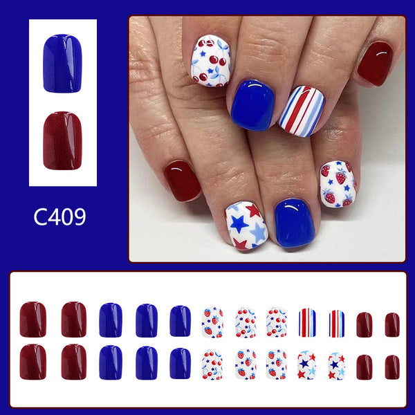 12 Sizes-24 Pcs Press On Nails C409