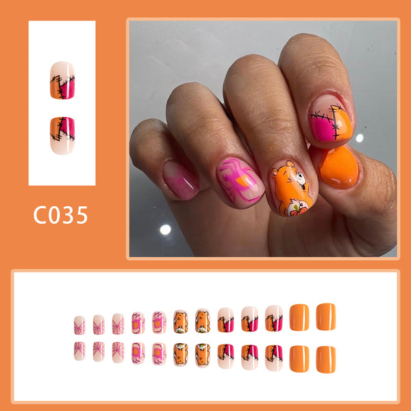 12 Sizes-24 Pcs Press On Nails C035