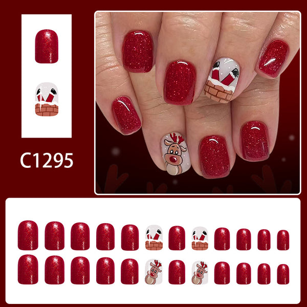 12 Sizes-24 Pcs Press On Nails C1295
