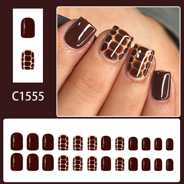 12 Sizes-24 Pcs Press On Nails C1555