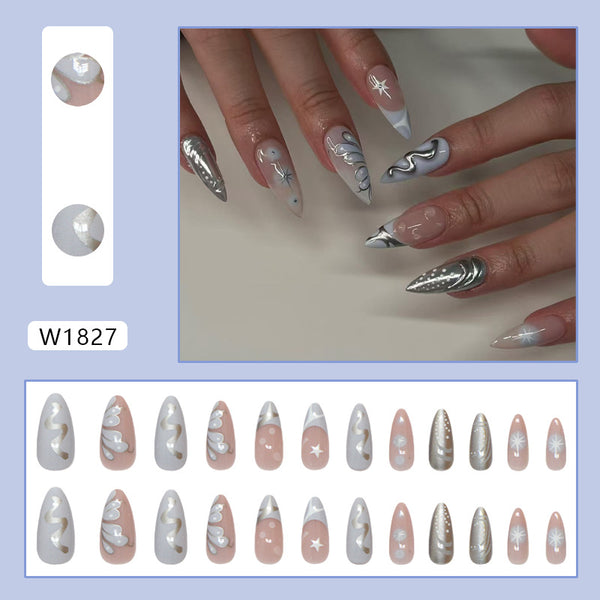 12 Sizes-24 Pcs Press On Nails W1827