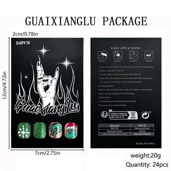 12 Sizes-24 Pcs Press On Nails C662
