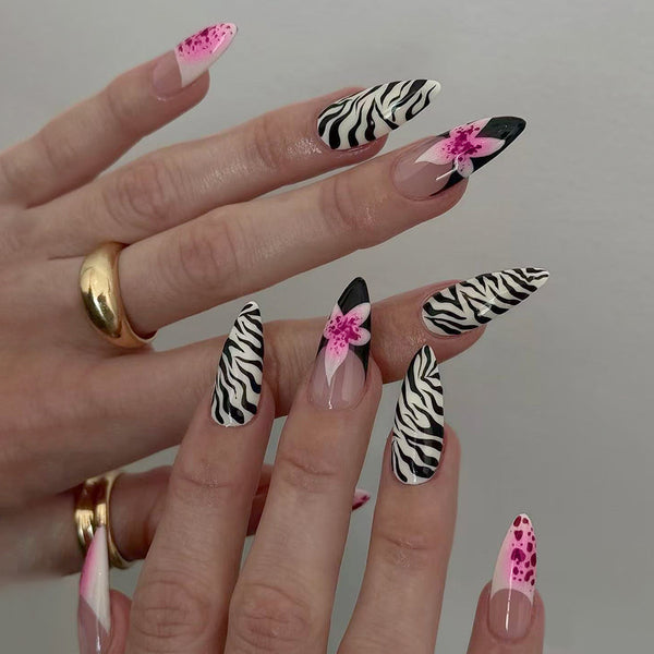 12 Sizes-24 Pcs Press On Nails C1301