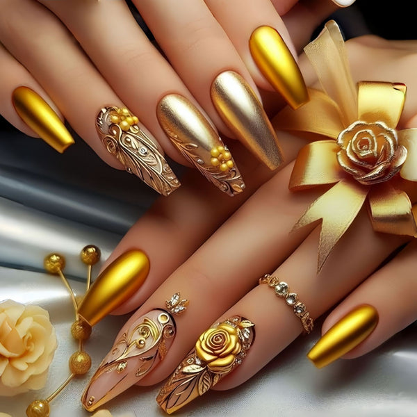 12 Sizes-24 Pcs Press On Nails Y1440