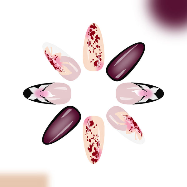 12 Sizes-24 Pcs Press On Nails C1376