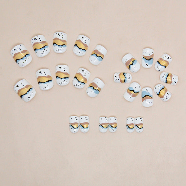 Blue Glossy Short Press on Nails