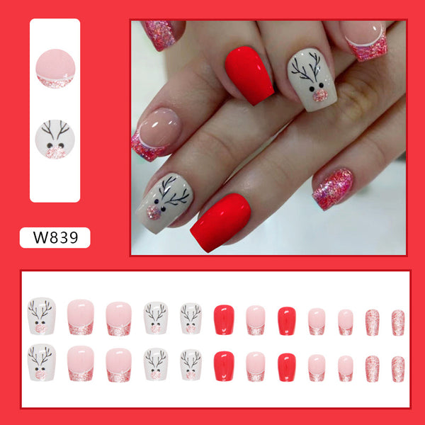 12 Sizes-24 Pcs Press On Nails W839