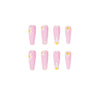 Glossy Long Pink Square Press on Nails