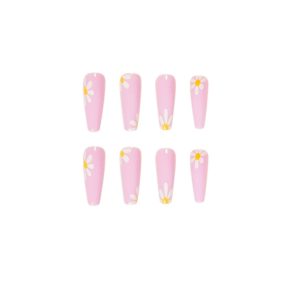 Glossy Long Pink Square Press on Nails