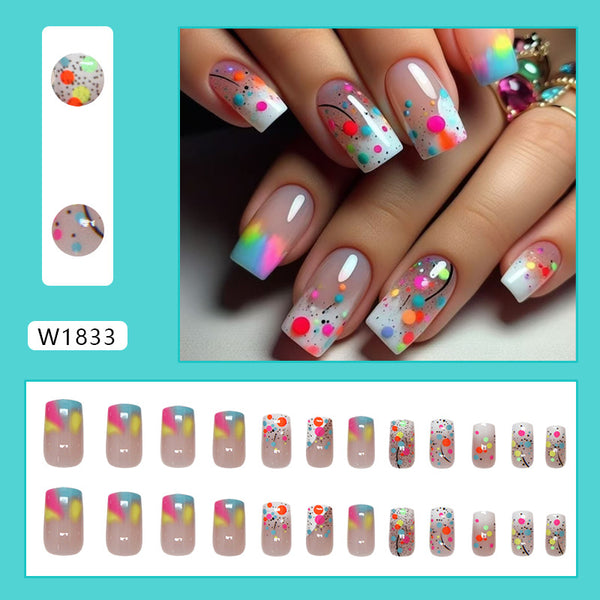 12 Sizes-24 Pcs Press On Nails W1833