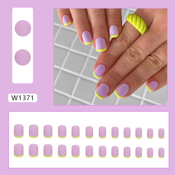 12 Sizes-24 Pcs Press On Nails W1371