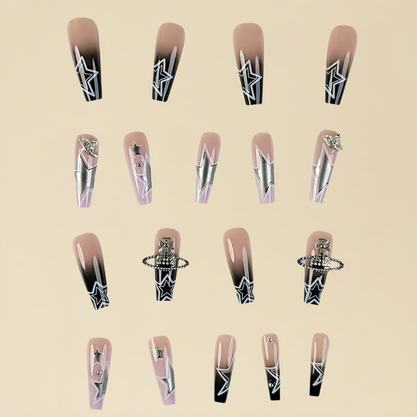 12 Sizes-24 Pcs Press On Nails D007