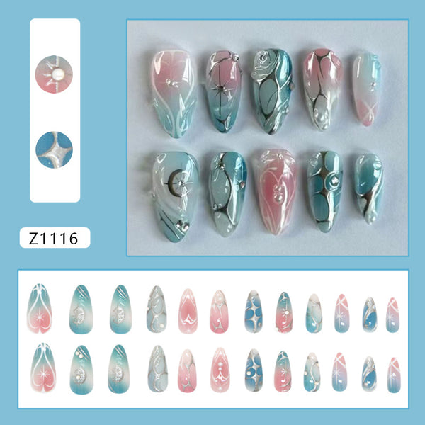 12 Sizes-24 Pcs Press On Nails Z1116
