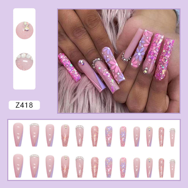 12 Sizes-24 Pcs Press On Nails Z418
