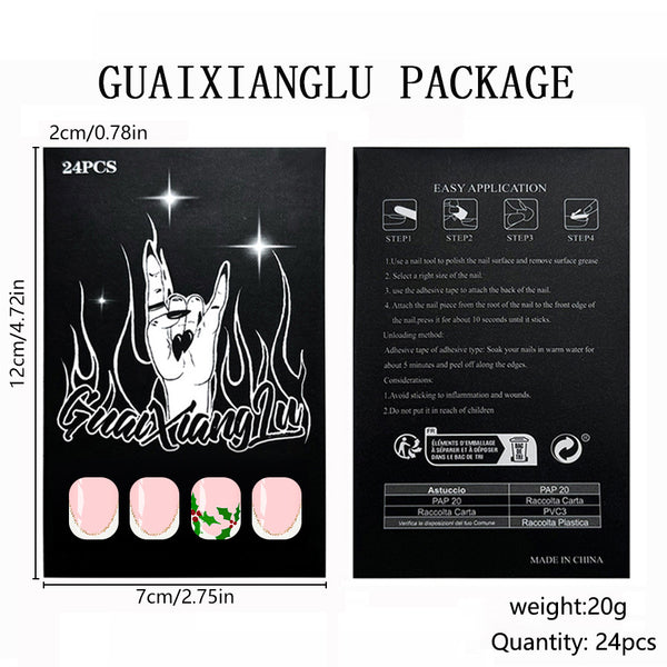 12 Sizes-24 Pcs Press On Nails C1284