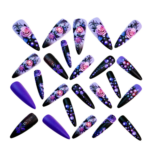 12 Sizes-24 Pcs Press On Nails Y1446