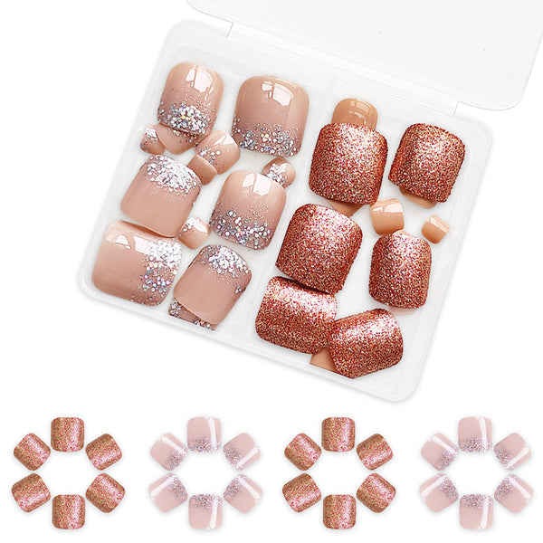 12 Sizes-24 Pcs Press On Nails GlitterShine-1-24pcs