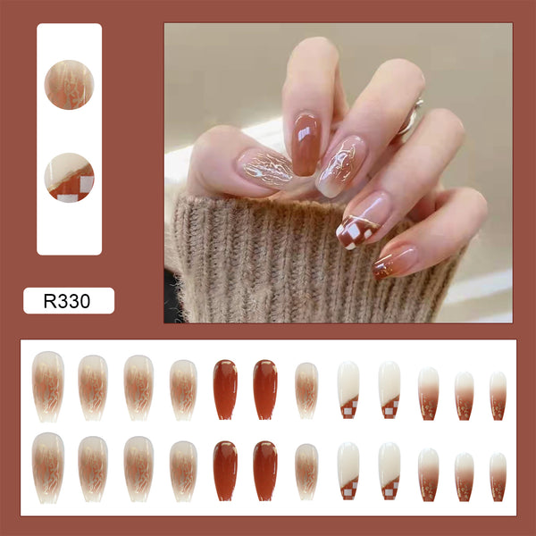 12 Sizes-24 Pcs Press On Nails R321